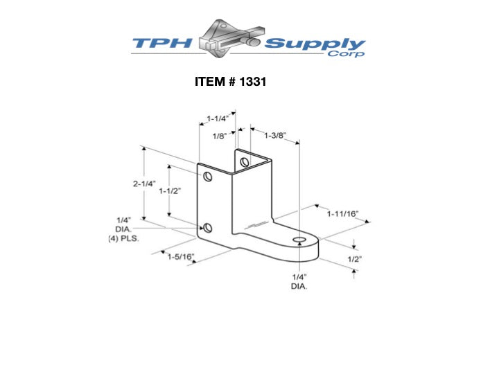 Chrome Plated Zamac, Door Bottom Hinge Bracket For 1-1/4" Square Pilasters -1331