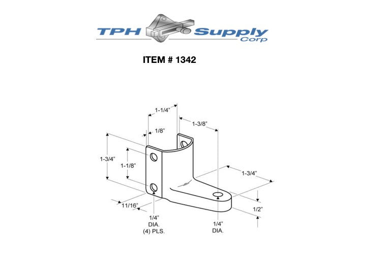 Chrome Plated Zamac, Door Hinge Bottom Bracket For 1-1/4" Round Pilaster - 1342