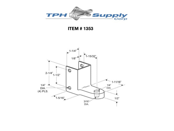 Chrome Plated Zamac Door Hinge Bracket For 1-1/4" Material - 1353