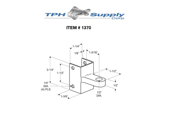 Chrome Plated, Door Hinge Bracket For 1-1/4" Material - 1370