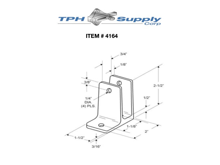 Cast Stainless Steel One Ear Wall Bracket for 3/4" Material - 4164