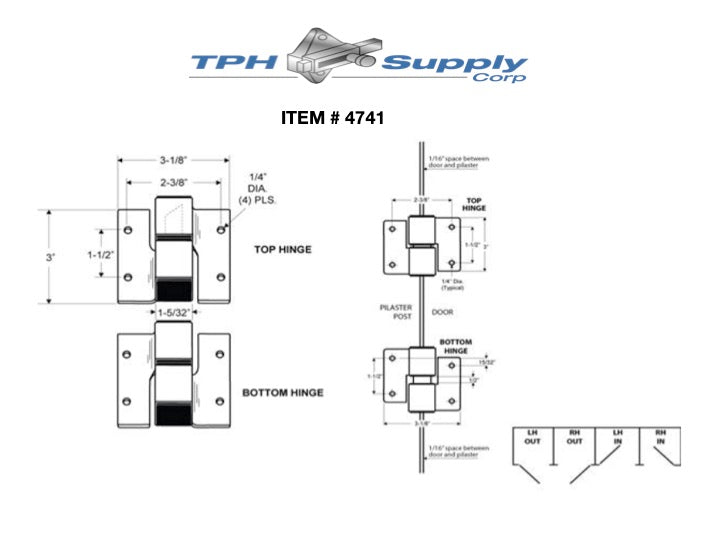 Cast Stainless Steel, Surface Mounted Hinges - 4741