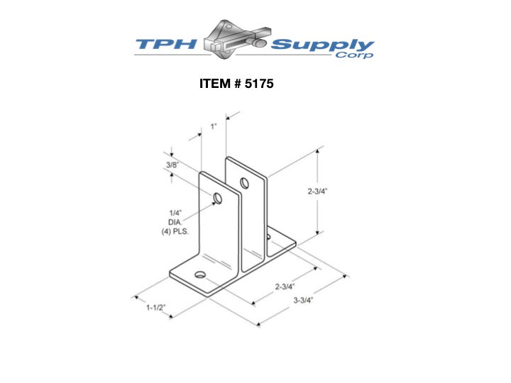 Extruded Aluminum Two Ear Wall Bracket For 1" Material - 5175