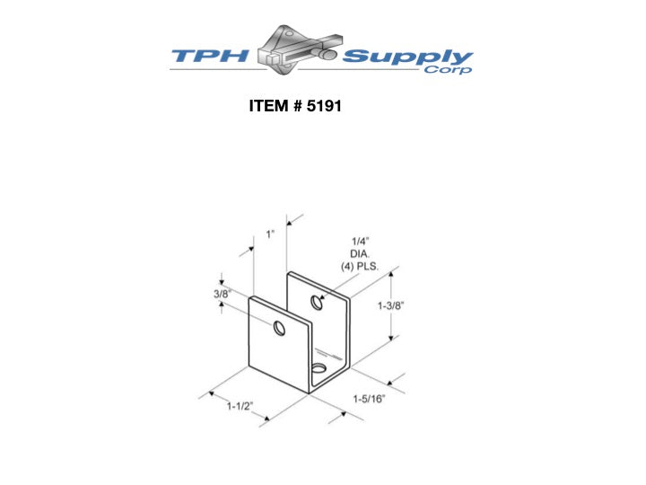 Extruded Aluminum U Bracket For 1" Material - 5191