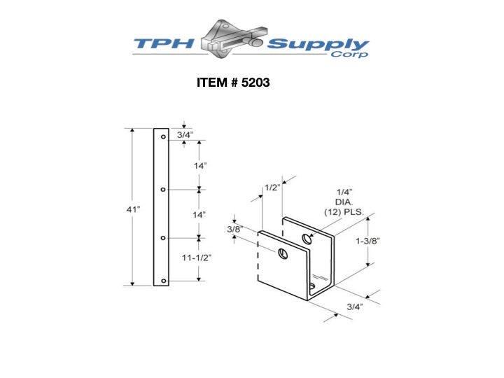 Extruded Aluminum 41" Wall Bracket For 1/2" Material - 5203