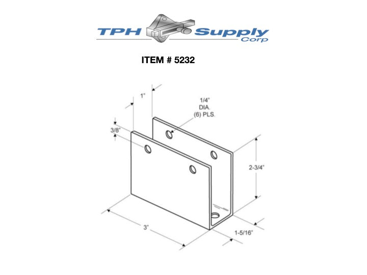 Extruded Aluminum X-High "U" Bracket For 1" Material - 5232