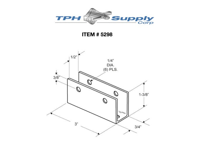 Extruded Aluminum U Bracket For 1/2" Material - 5298