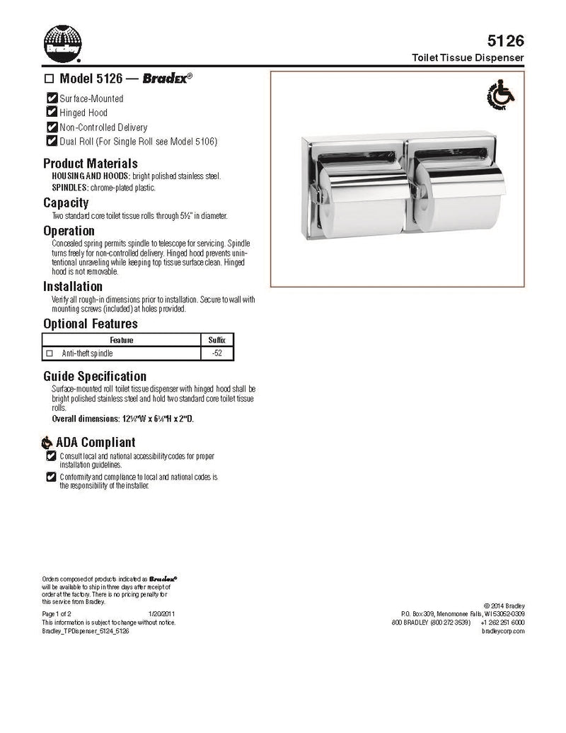 Recessed Double Toilet Paper Holder with Hinged Hood, horizontal