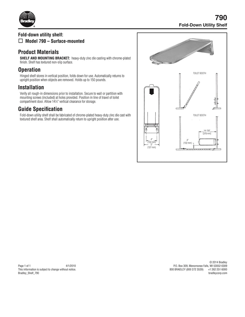 Fold-Down Utility Shelf - Bradley - 790-000000