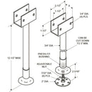 Toilet Compartment Stainless Steel Pilaster Support Bracket To Accept 3/4" Toilet Partition Material - 013500