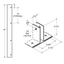 Stamped Stainless Steel, 1/2" x 41" Full Length Bracket - 0205