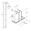 Stamped Stainless Steel, Two Ear 3/4" x 57" Full Length Bracket - 0208