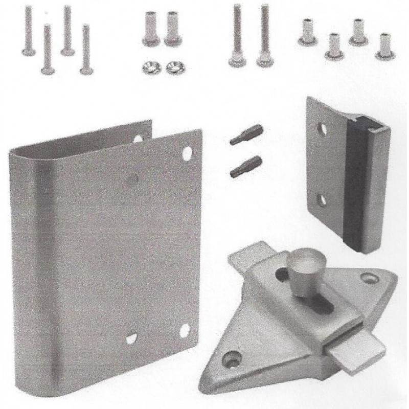 FIX-IT-KIT - Restroom Stall Door Stainless Steel Converts Concealed Latch to Slide Latch Operation Outswing 411169