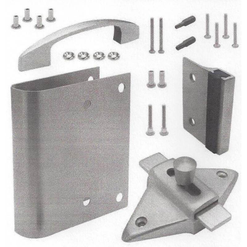 FIX-IT-KIT - Restroom Stall Door Stainless Steel Converts Concealed Latch to Slide Latch Operation Outswing 411170