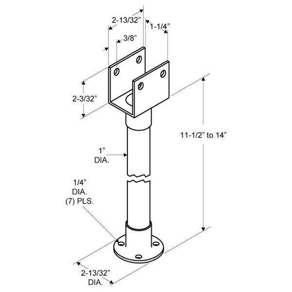 Stainless Steel Pilaster Support Bracket For 1-1/4' Pilasters - 4850