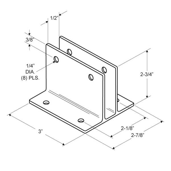 Extruded Aluminum 1/2" x 3" Wall Bracket - 5220