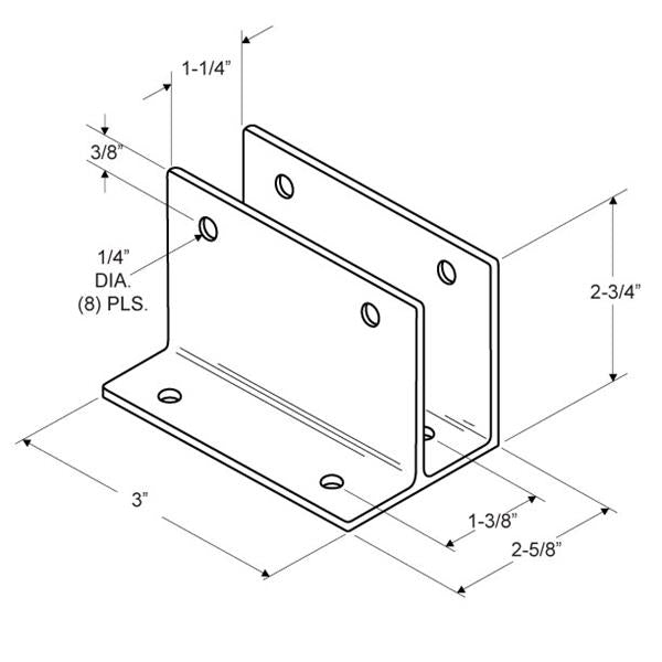 Extruded Aluminum One Ear 1-1/4" x 3" Bracket - 5229