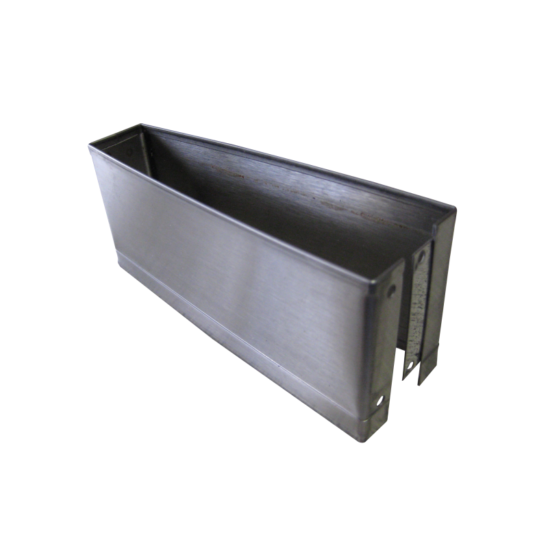 7" W X 3" H, For 1-1/4" Partition Material, Stainless Steel, Open Ended (SPLIT) Pilaster Shoe 63207