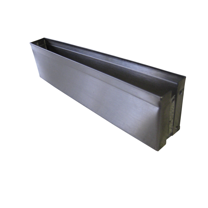 14" W X 3"H, For 1-1/4" Partition Material, Stainless Steel, Open Ended (SPLIT) Pilaster Shoe 63214