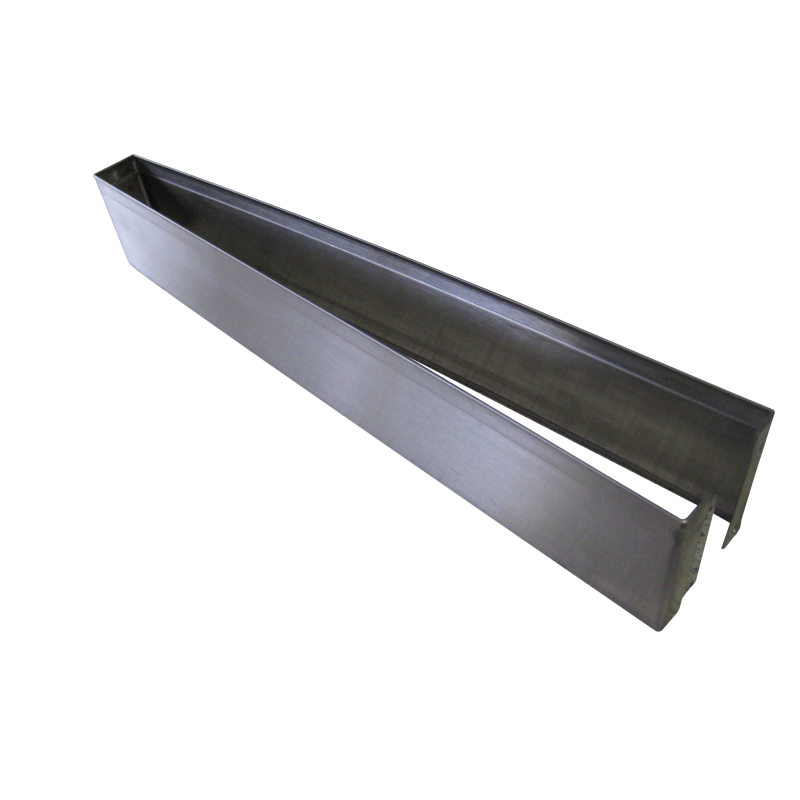 24" W X 3"H, For 1-1/4" Partition Material, Stainless Steel, Open Ended (SPLIT) Pilaster Shoe 63224