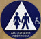 Royal Blue Series -  12" Diameter All Gender ADA Bathroom Door Sign SU12AGW