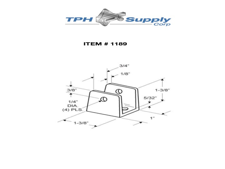 Chrome Plated Zamac, "U" Bracket for 3/4" Material - 1189