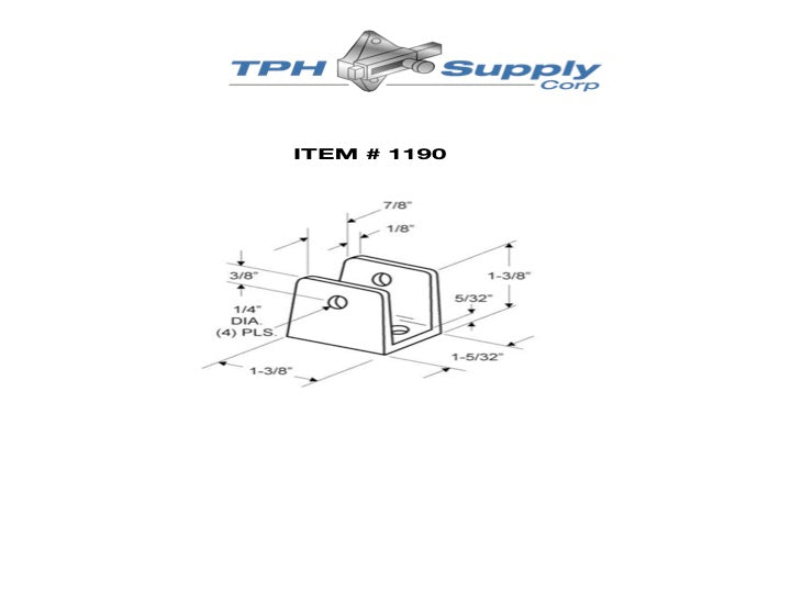 Chrome Plated Zamac, "U" Bracket for 7/8" Material - 1190