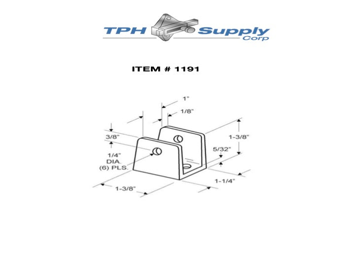 Chrome Plated Zamac, "U" Bracket for 1" Material - 1191